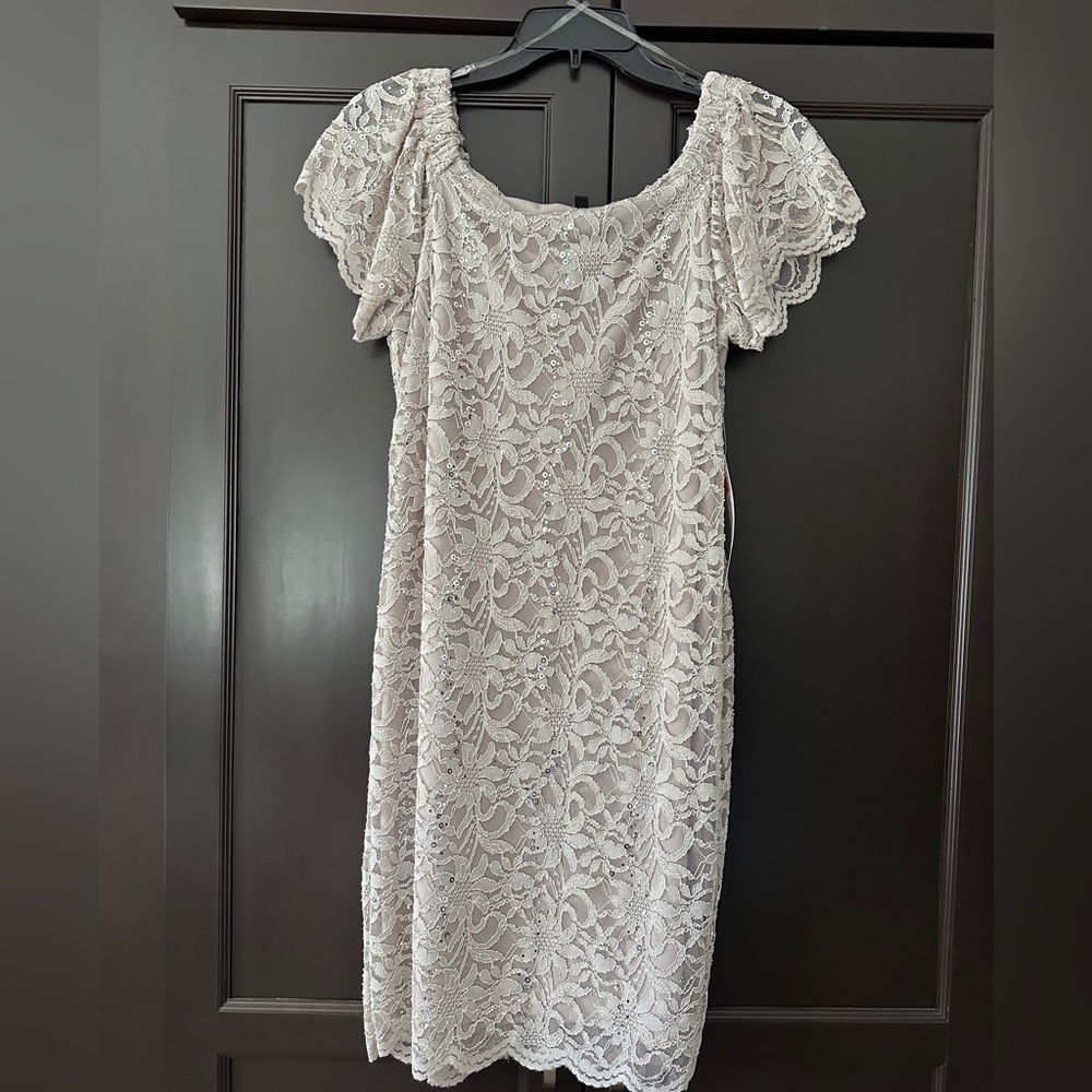 Lace and Sequin Tea Length Dress